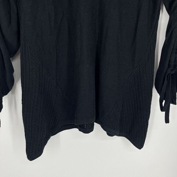 Moth Anthropologie Sweater Size Small Womens Black Ruched Sleeve Asymmetric Knit - Picture 6 of 10